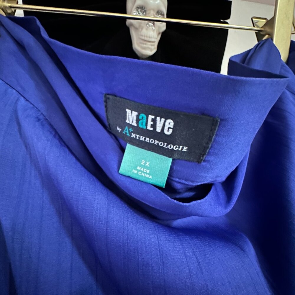 Maeve Cobalt Blue Asymmetrical Ruffle Maxi Skirt - Picture 3 of 3